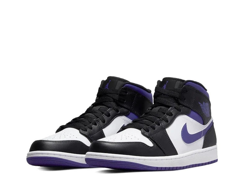 JORDAN 1 MID WHITE BLACK PURPLE