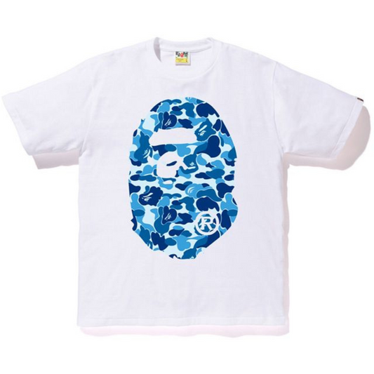 BAPE APE HEAD WHITE/BLUE TEE